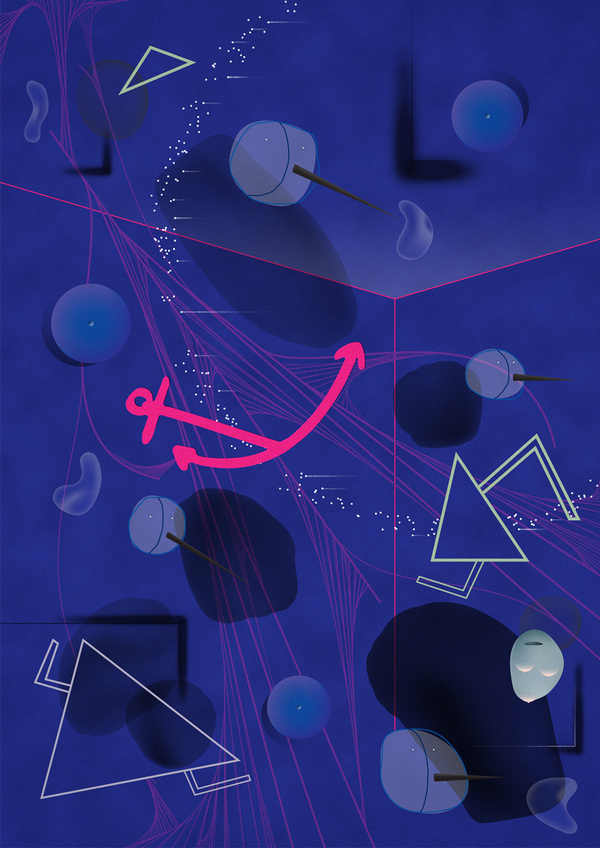 Joy Divided #abstract #edvard #joy #faces #scott #illustration #purple #blue #anchor #divided