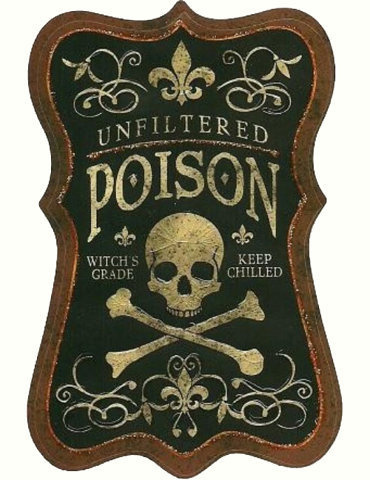 RELIC #cream #black #label #illustration #brown #skull #poison