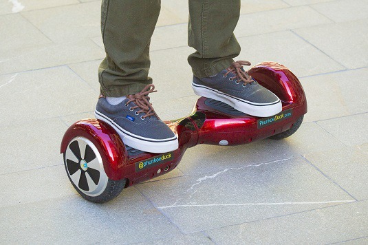 Riding a hoverboard just takes a little practice