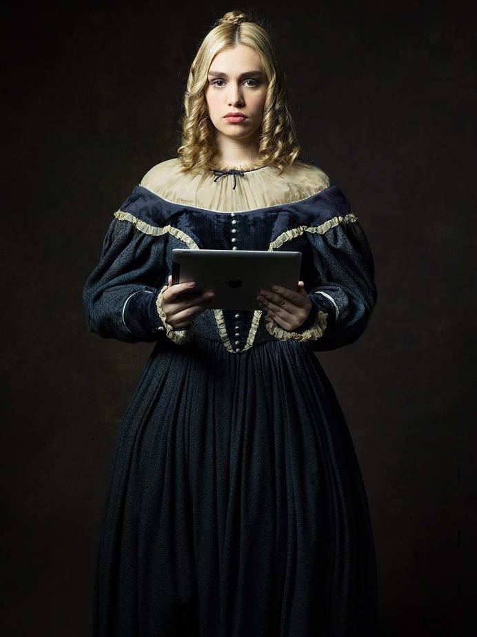 Portraits of 19th Century Characters Posing With 21st Century Technology