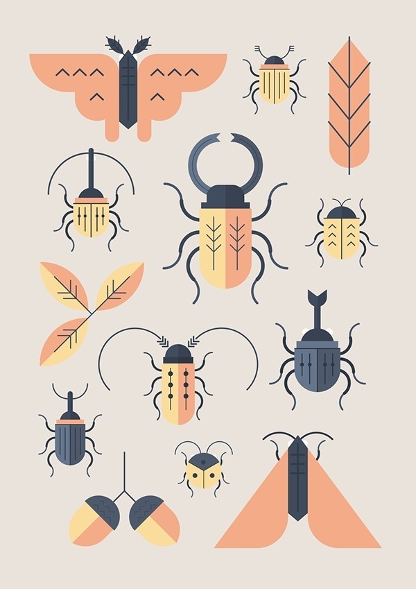 Sotto le foglie on Behance #icon #picto #symbol #insects