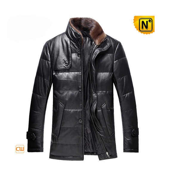 Classic Mens Lether Down Jacket with Fur CW860028 #jacket #mens #down