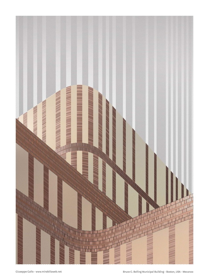 Poster of Bruce C Bolling Municipal Building, design Giuseppe Gallo, Mecanoo Pattern poster Series