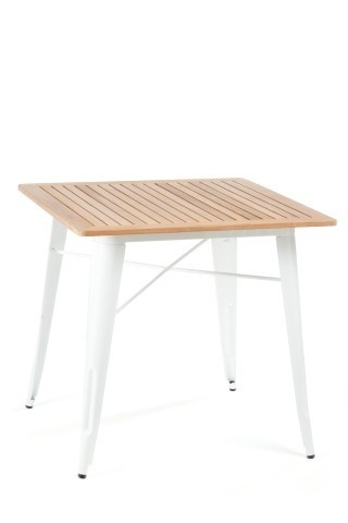 Four Square Table / Teak Top #tolix #white #wood #metal #table