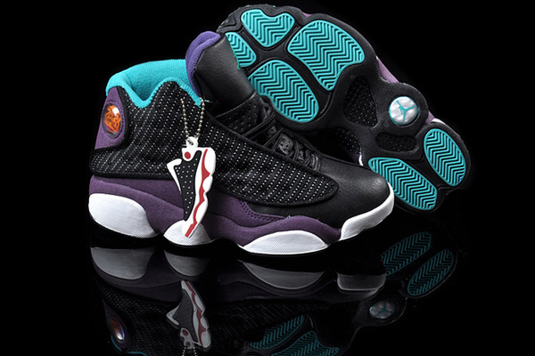 Nike Air Jordan 13 Retro Black Atomic Teal Ultraviolet White Womens Shoes #shoes