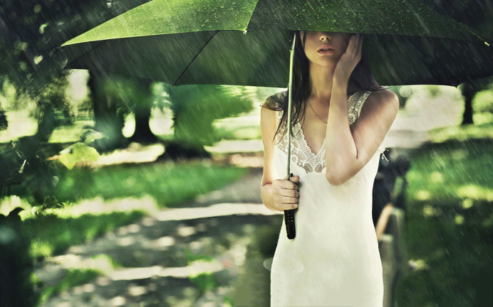 Girl Under Umbrella