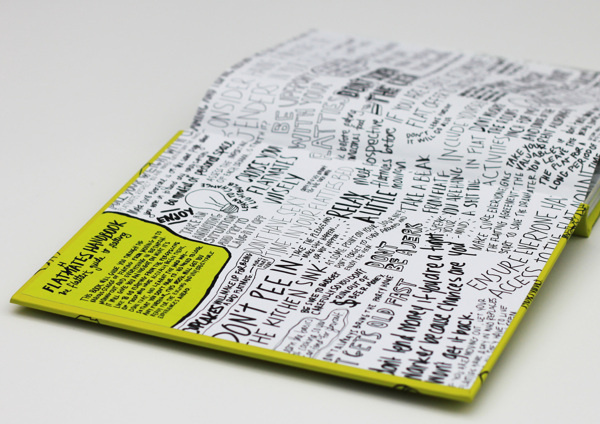 Flatmate's Handbook #hardcover #pages #flatting #design #flatmates #book #cover #illustration #end #inside #lime #green