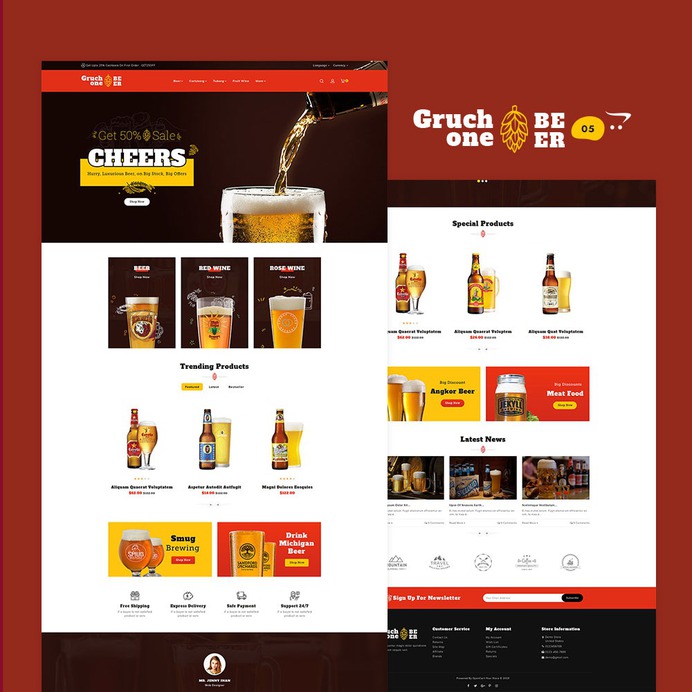 #Gruchone #Beer #Wine #Drinks #Food #Restaurant - #Opencart #Multipurpose #Responsive #Theme | #TemplateTrip #eCommerce #Website #Design #Template