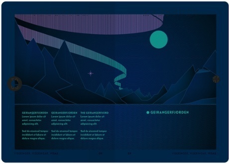 When shone under a UV light the Northern Lights become visible on the pages. #passport #abstract #neue #nordic