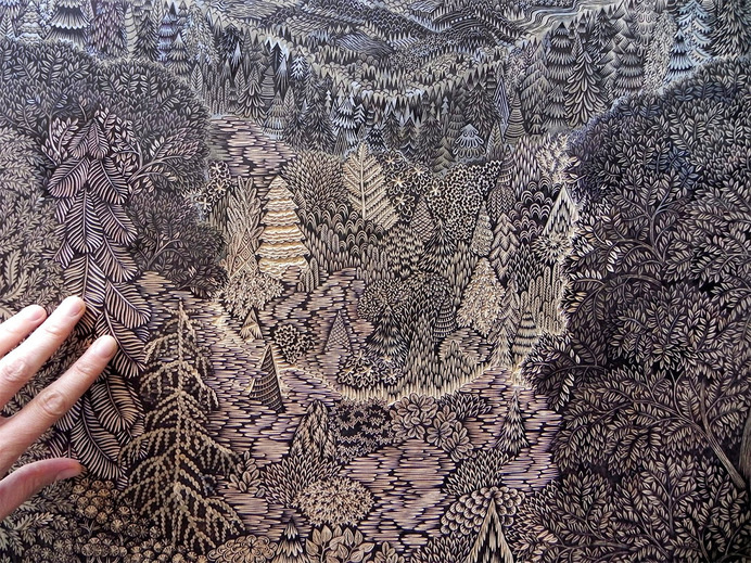 Overlook: A New Woodcut Print from Tugboat Printshop wood prints wood posters and prints illustration forests #woodcut