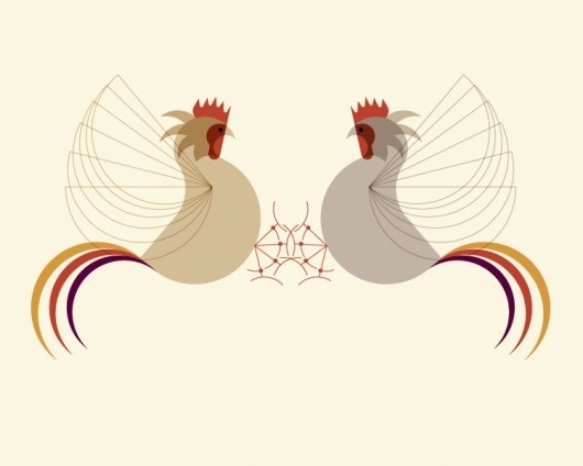 El Gallo Rey - Oscar Morris #rooster #angry #stylistic #illustration #fighting