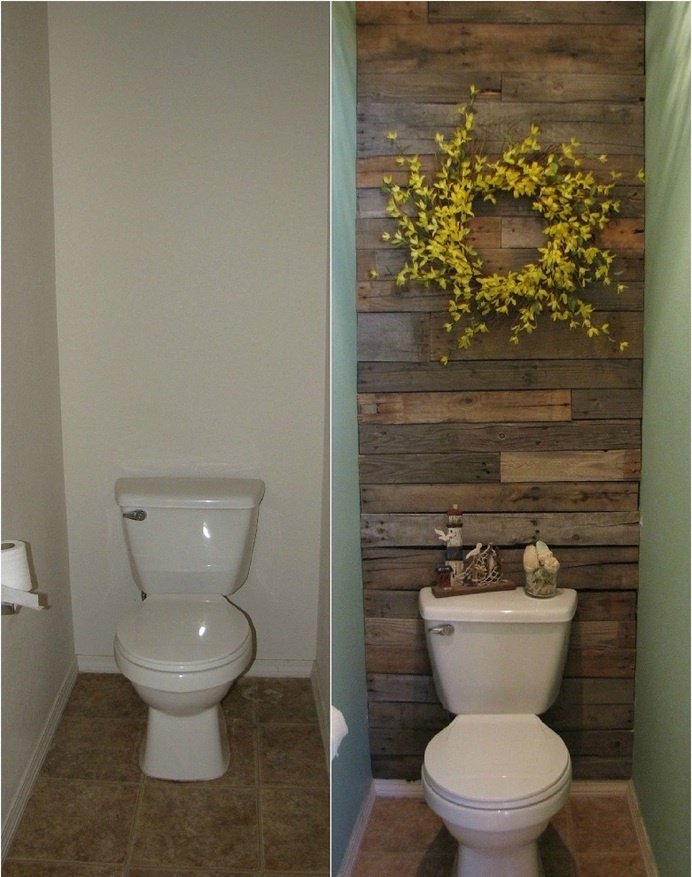 DIY Pallet Wall for the Free Toilet Room #interior #house #design #space #architecture #room