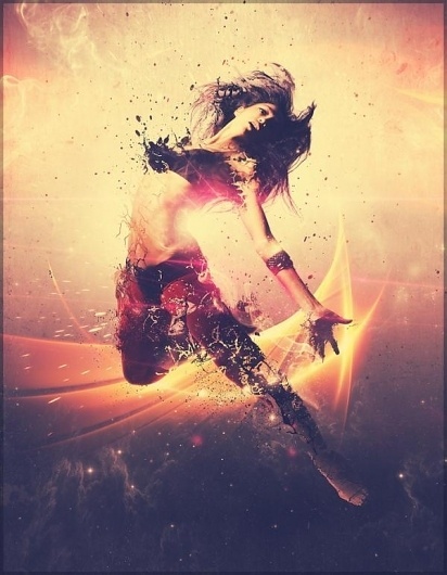 Digital Artwork by Pete Harrison | Cuded #photo #jumping #women #illustration #photography #manipulation #lady