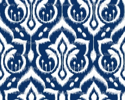 Ikat Damask #white #damask #ikat #textile #navy