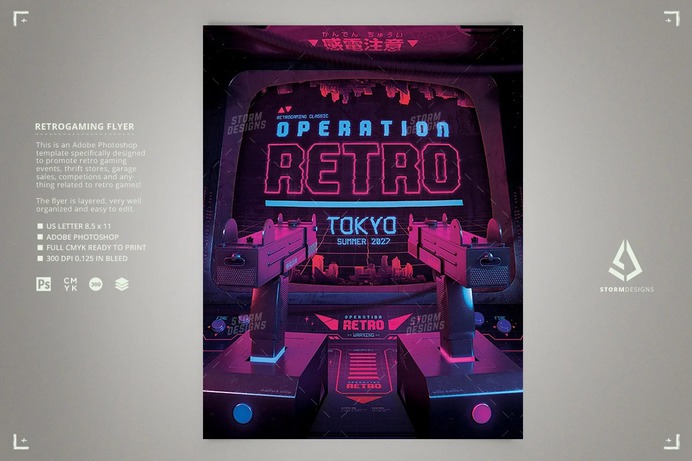 Retro Gaming Flyer Cyberpunk Arcade

