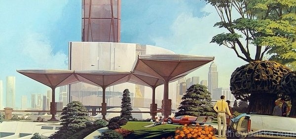 Retro-Futuristic Pavillion #futurism #pavillion #car #retro