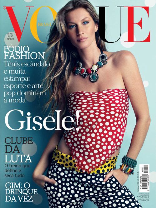 Gisele Bundchen graces the July 2012 cover of Vogue Brazil
