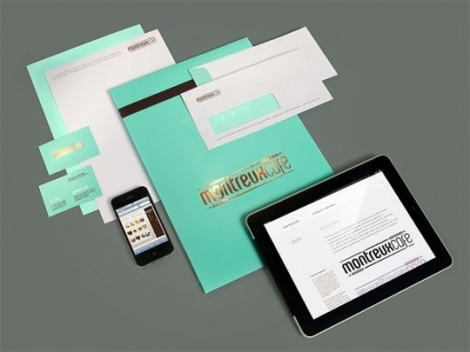 Montreux Café Identity System - FPO: For Print Only #branding #ipad #food #restaurant #envelope #collateral #stationery #foil