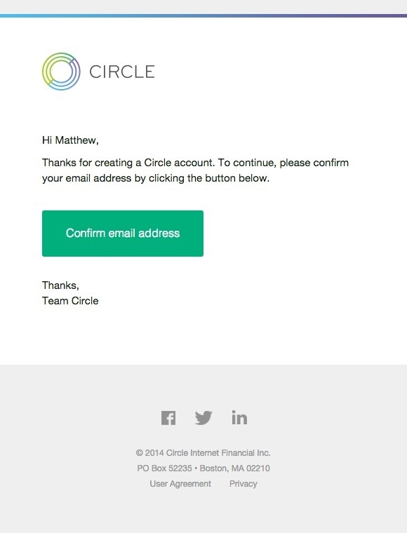 Circle confirmation email #email #ux