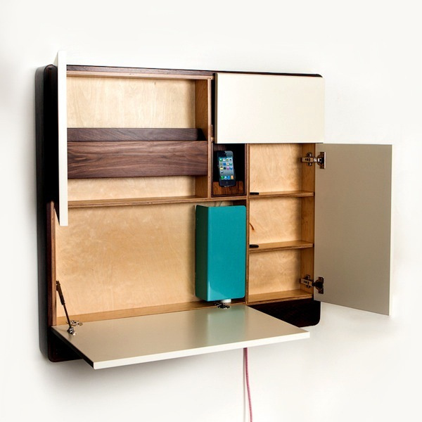 Pragmatic, compact but, covetable, this modern wall work station compliments the minimalist lifestyle. #product #furniture #design #home