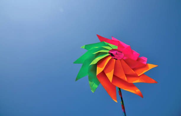 Colourful Pinwheel Against clear blue sky