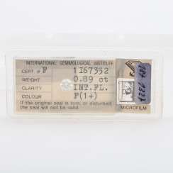 1 loose brilliant-0.89 ct Fine White, IF.