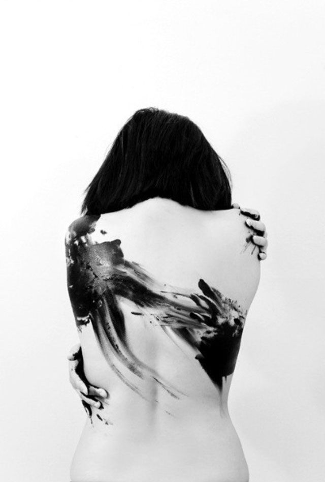 Watercolour Tattoo Black and White