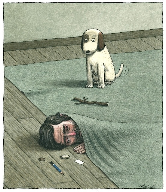 Animalarium: Franco Matticchio - Effetti personali #wag #illustration #hiding #fetch #pet #dog