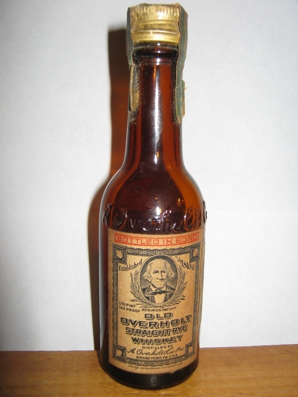 Old Overholt label #whiskey #old #bottle #rye #liquor #label #overholt #1952 #vintage