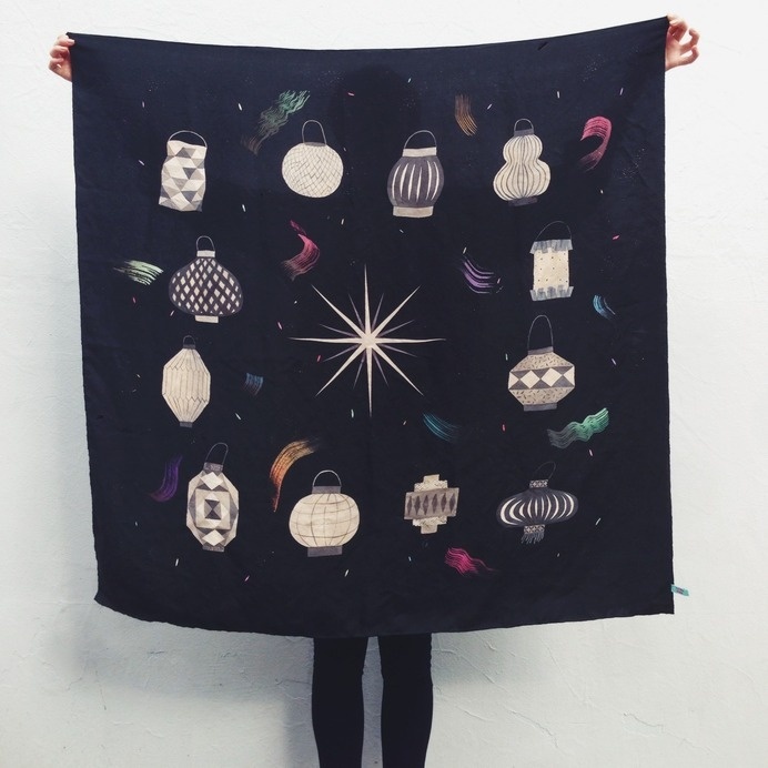 Deth P. Sun #night #illustration #scarf #lanterns