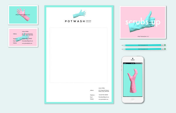 Pot Wash Josh Brand Identity © on Behance #potwash #brand #identity #pastel
