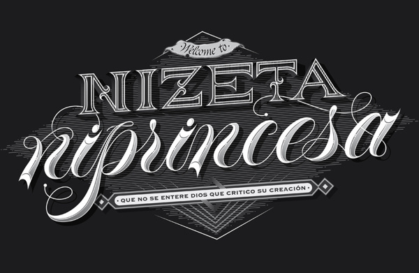 Neither Zeta Nor Princess on Behance #lettering #vector #white #letters #copperplate #black #voltio #enisaurus #welcome #typography