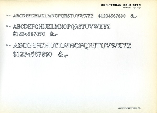 Cheltenham Bold Outline type specimen #type #specimen #typography