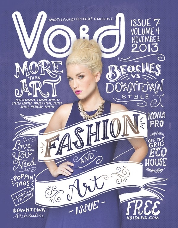 Void Magazine cover design using creative typography and illustration with a purple background #typography #magazine cover