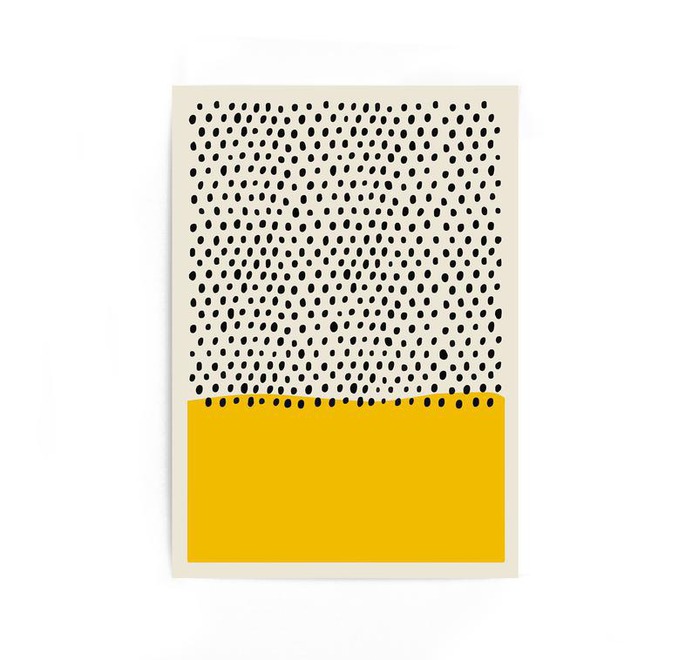Mid Century Modern Abstract Wall Art Print Yellow And Black image 0