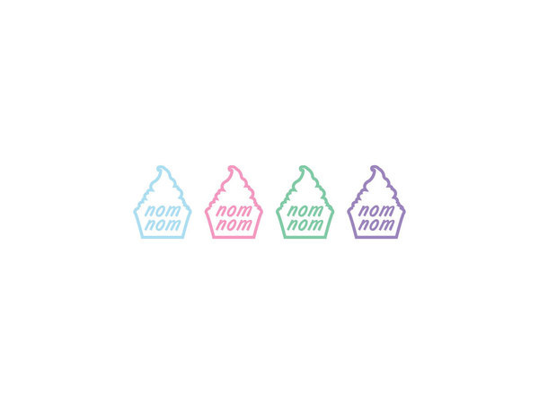 Nom Nom cup cakes logo and branding #icing #munch #branding #cakes #logo #nom #cup #pastels