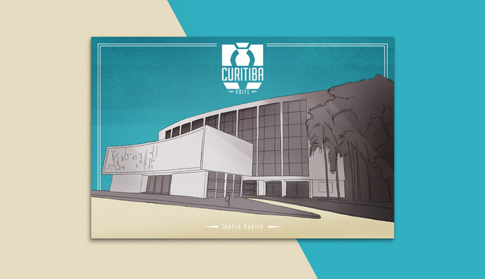 CURITIBA . noite #curitiba #night #illustration #colors #blue #postcard #brazil