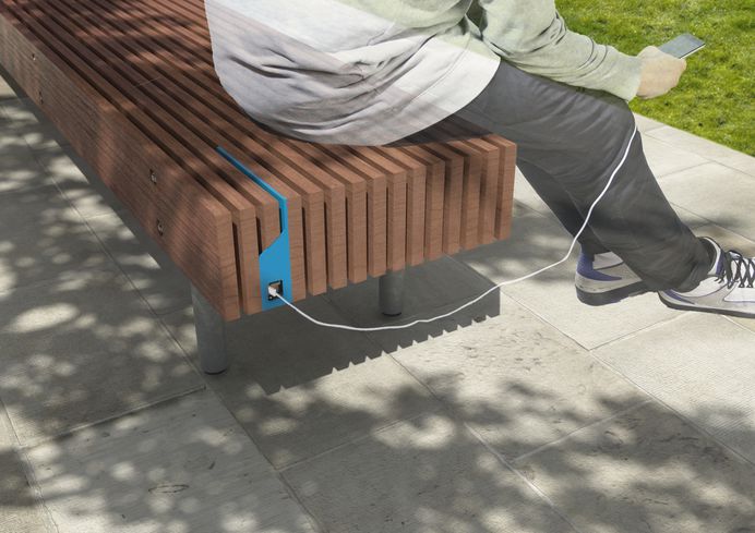 WOODY SMART | Banco con respaldo By mmcité1 diseño David Karasek, Radek Hegmon