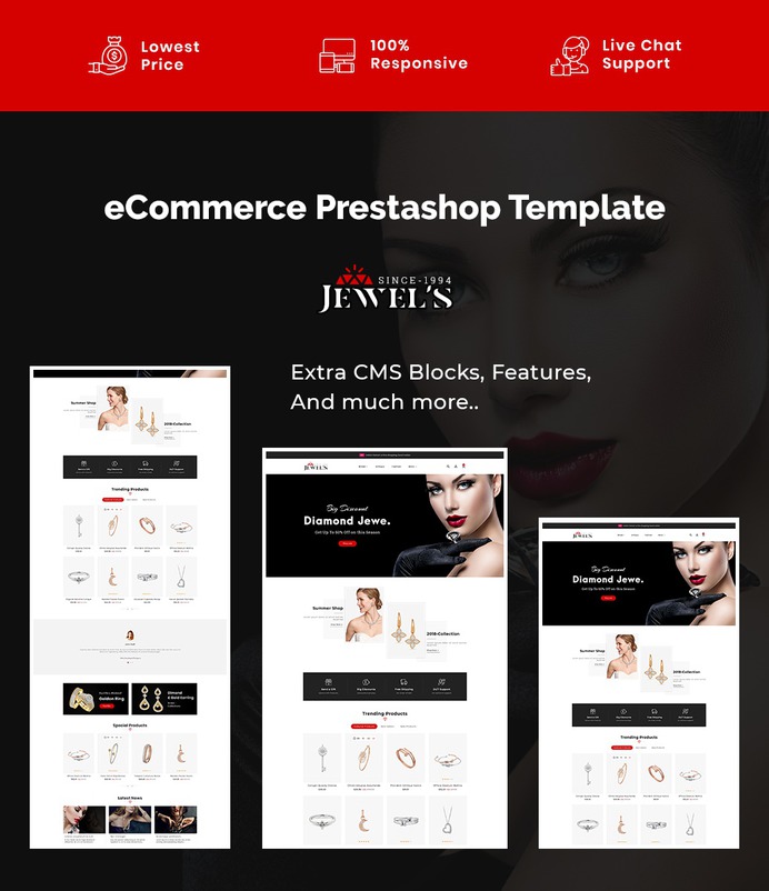 #Jewel - #Diamond #Jewelry #Imitation Store - #Prestashop #Responsive #Theme | #TemplateTrip #eCommerce #Website #Design #Template