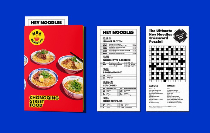 Hey Noodles Restaurant Menu and Order Sheet
