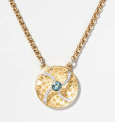 Aquamarine And Diamond Pendant Necklace
