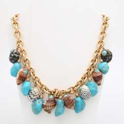Necklace with various TRIANON shell pendants