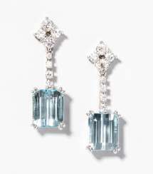 Aquamarine And Diamond Earrings