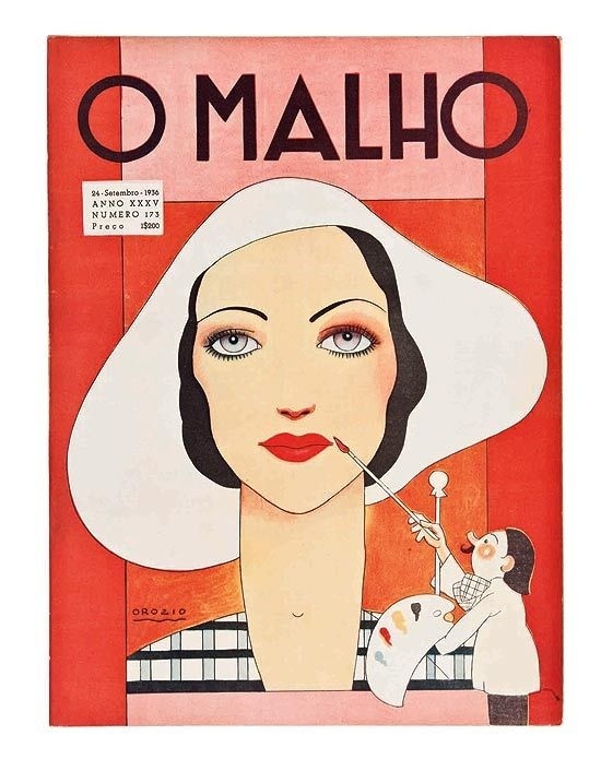 crxc3xa9dito: Divulgaxc3xa7xc3xa3o. legenda: Capa da revista 'O Malho', com ilustraxc3xa7xc3xa3o de Orozio, que ci