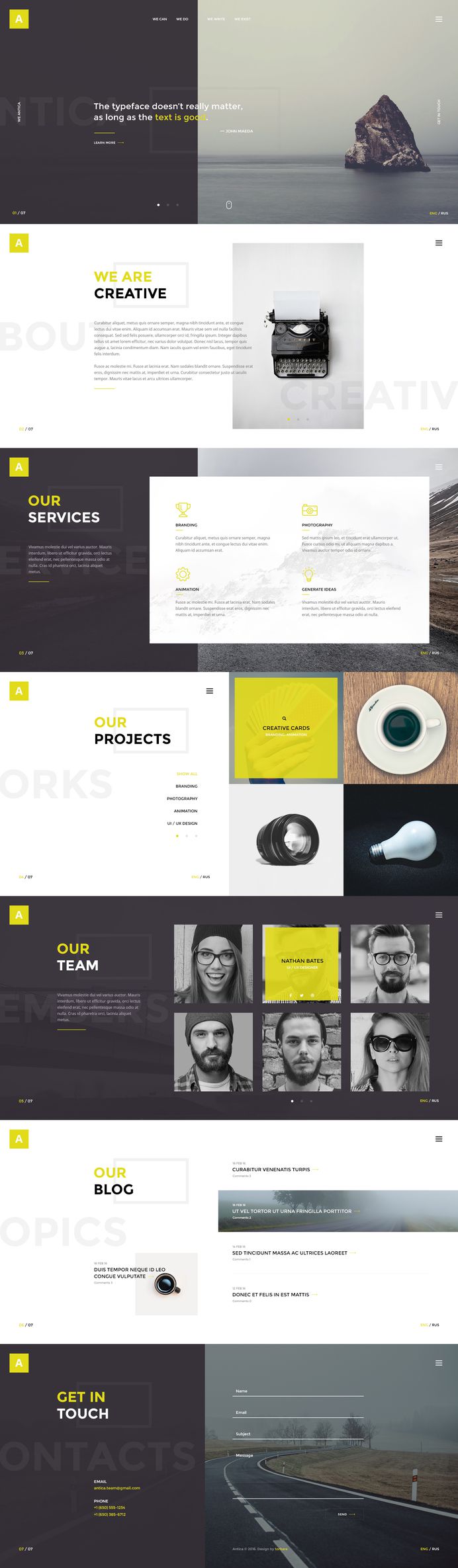 Antica — Multipurpose Business Agency & Personal Portfolio PSD Template by torbara