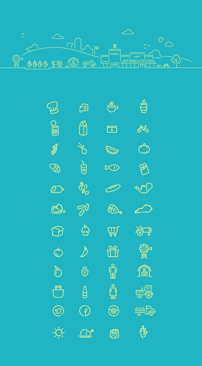 Good Foods Co-Op icons #visual #logos #foods #branding #pattern #icons #food #brand #identity #chicken #logo #good #patchwork
