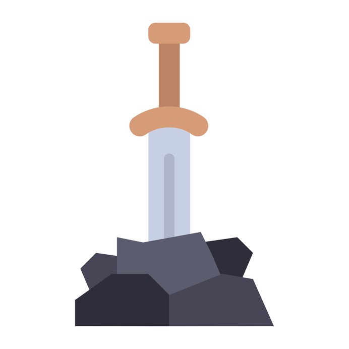 See more icon inspiration related to sword, excalibur, fantasy, legend, fairy tale, cultures, folklore, miscellaneous and weapons on Flaticon.
