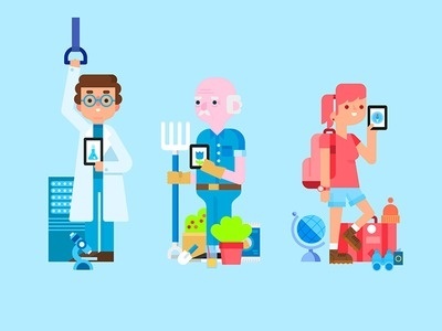 Newsstand Characters #farmer #illustration #traveler #scientific