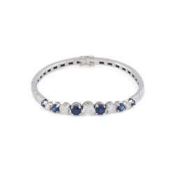 EDELSTEIN-ARMBAND MIT SAPHIR- UND BRILLANTBESATZ