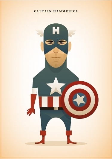 Stanley Chow Illustration #white #red #america #stripes #graphic #captain #simple #illustration #star #blue